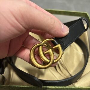 Gucci GG Black Leather Belt With Original Packaging